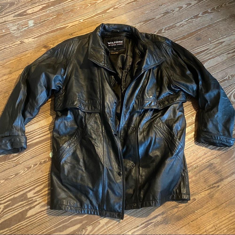 Wilson black leather ladies coat M